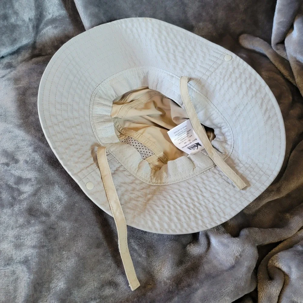 REI Sun Hat Kids 7Y-14Y Beige Excellent Mesh Vented Wide Brim Boonie